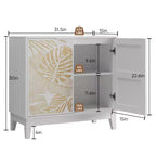 Buffet bahut décoratif de 31,5 W avec portes sculptées et étagères réglables - Panipeachy