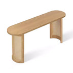 Console de 60 po avec piètement en rotin, Table de canapé étroite, Table d'entrée moderne pour couloir, salon et foyer - Panipeachy
