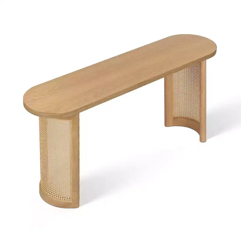 Console de 60 po avec piètement en rotin, Table de canapé étroite, Table d'entrée moderne pour couloir, salon et foyer - Panipeachy