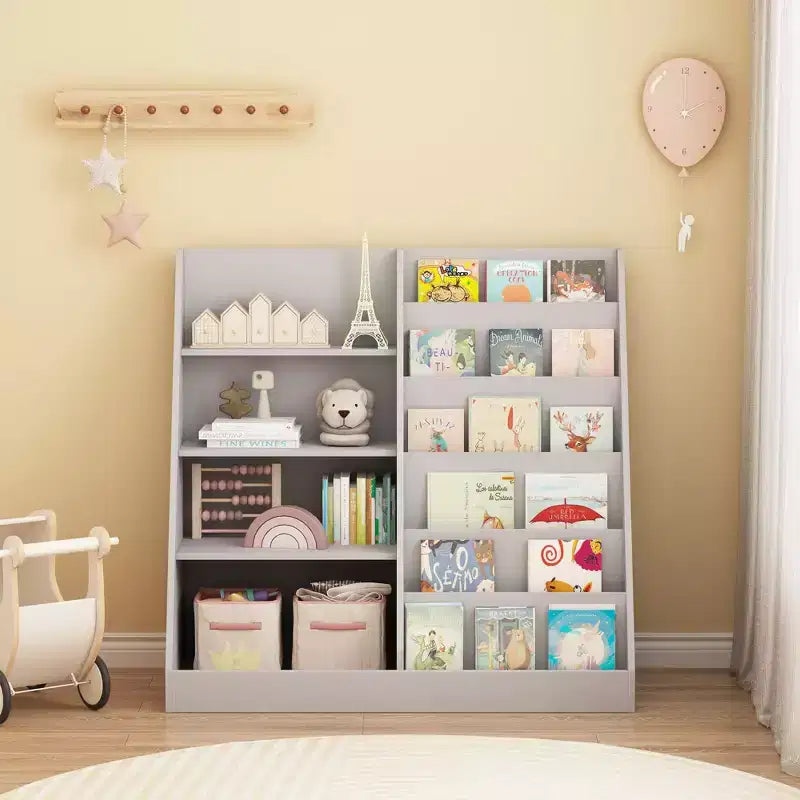 TUYOHW Étagère à livres moderne pour enfants, bibliothèque multifonctionnelle en bois avec étagères de présentation, étagères de présentation de livres pour chambre à coucher, salon, salle de jeux