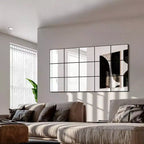 Miroir mural à cadre en métal noir de 28 x 55 pouces pour chambre, salon, entrée, décoratif, style fenêtre, fixation murale