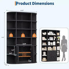 COZONY Étagère à Livres 6 Niveaux de 190 cm avec Meuble de Rangement et Portes, Large Organisateur et Étagère d'Exposition Grise pour Chambre, Salon, Bureau à Domicile