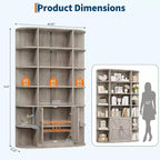 COZONY Étagère à Livres 6 Niveaux de 190 cm avec Meuble de Rangement et Portes, Large Organisateur et Étagère d'Exposition Grise pour Chambre, Salon, Bureau à Domicile