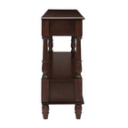 Console étroite en bois massif de 137 cm avec rangement, table de canapé moderne à 2 niveaux, table d'entrée pour salon, couloir ou hall d'entrée - Panipeachy