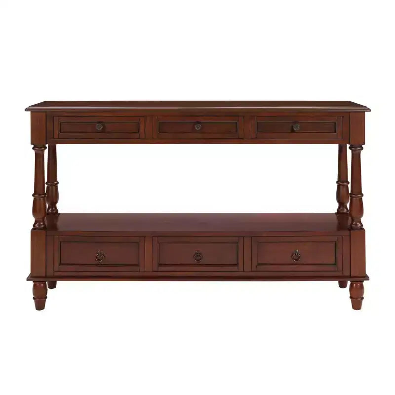Console étroite en bois massif de 137 cm avec rangement, table de canapé moderne à 2 niveaux, table d'entrée pour salon, couloir ou hall d'entrée - Panipeachy