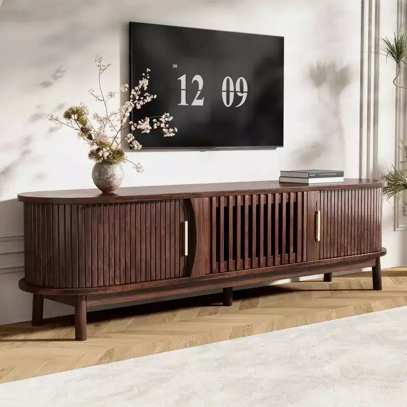 MAYEERTY Meuble TV de Ferme Moderne pour TV de 75 Pouces, Meuble TV en Bois avec Armoire de Rangement, Console TV pour Salon