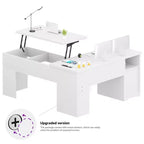 Besiost 56 Bureau informatique relevable avec tiroirs et prises de courant, Dessus relevable
