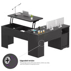 Besiost 56 Bureau informatique relevable avec tiroirs et prises de courant, Dessus relevable
