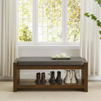 Banc d'appoint avec étagère à chaussures inférieure, banc rembourré, banc de bout de lit moderne et compact avec rangement