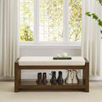 Banc d'appoint avec étagère à chaussures inférieure, banc rembourré, banc de bout de lit moderne et compact avec rangement