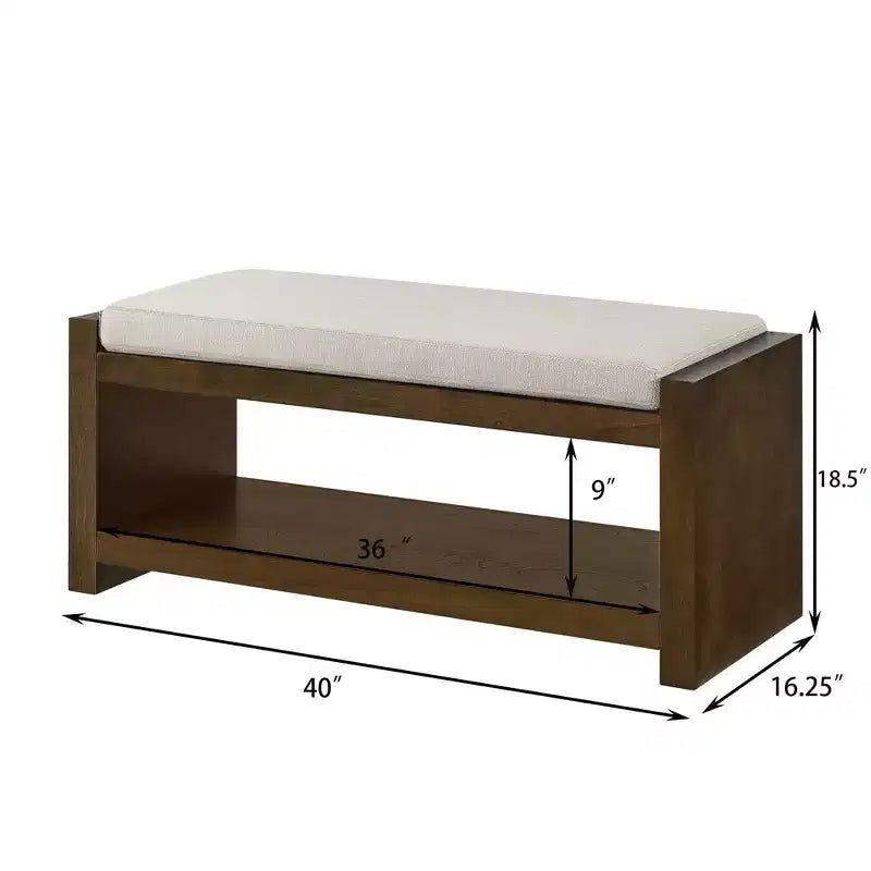 Banc d'appoint avec étagère à chaussures inférieure, banc rembourré, banc de bout de lit moderne et compact avec rangement