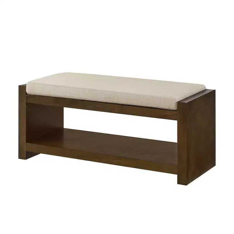 Banc d'appoint avec étagère à chaussures inférieure, banc rembourré, banc de bout de lit moderne et compact avec rangement