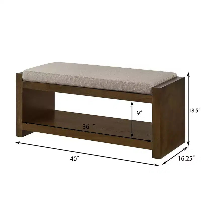 Banc d'appoint avec étagère à chaussures inférieure, banc rembourré, banc de bout de lit moderne et compact avec rangement