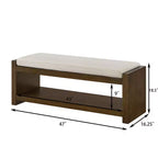 Banc d'appoint avec étagère à chaussures inférieure, banc rembourré, banc de bout de lit moderne et compact avec rangement