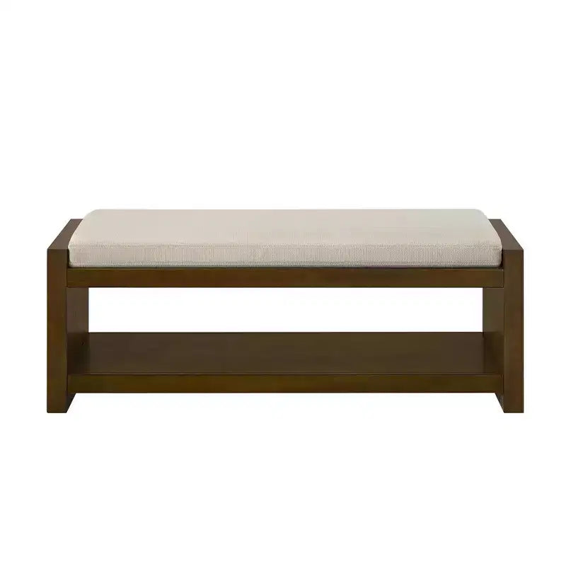 Banc d'appoint avec étagère à chaussures inférieure, banc rembourré, banc de bout de lit moderne et compact avec rangement