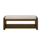Banc d'appoint avec étagère à chaussures inférieure, banc rembourré, banc de bout de lit moderne et compact avec rangement