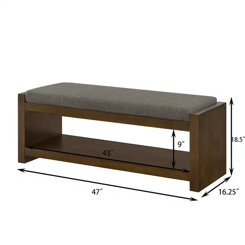 Banc d'appoint avec étagère à chaussures inférieure, banc rembourré, banc de bout de lit moderne et compact avec rangement