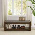 Banc d'appoint avec étagère à chaussures inférieure, banc rembourré, banc de bout de lit moderne et compact avec rangement