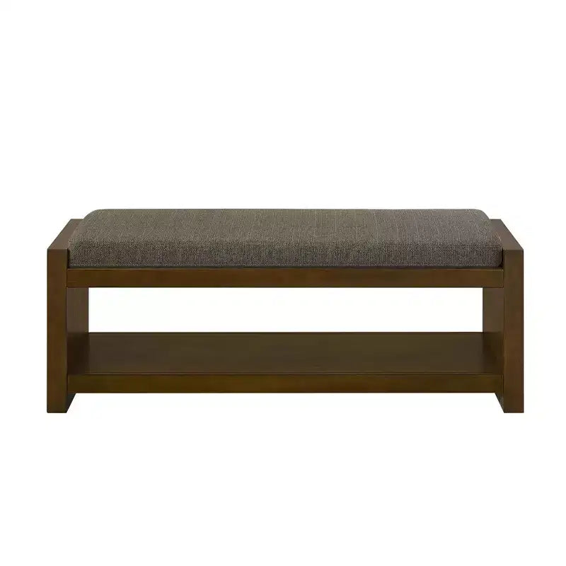 Banc d'appoint avec étagère à chaussures inférieure, banc rembourré, banc de bout de lit moderne et compact avec rangement