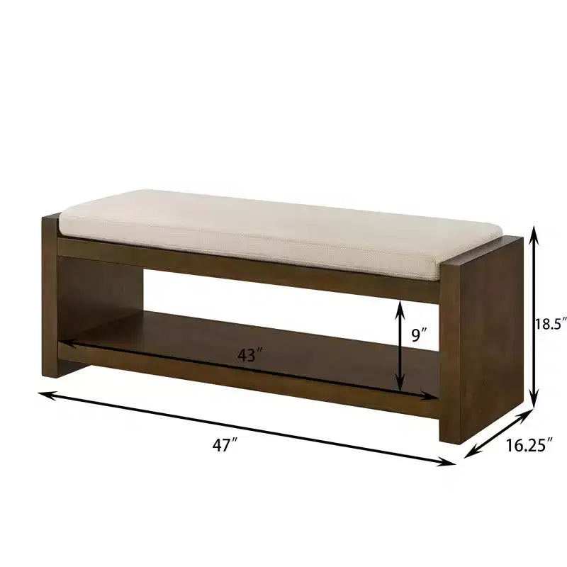 Banc d'appoint avec étagère à chaussures inférieure, banc rembourré, banc de bout de lit moderne et compact avec rangement