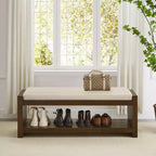 Banc d'appoint avec étagère à chaussures inférieure, banc rembourré, banc de bout de lit moderne et compact avec rangement
