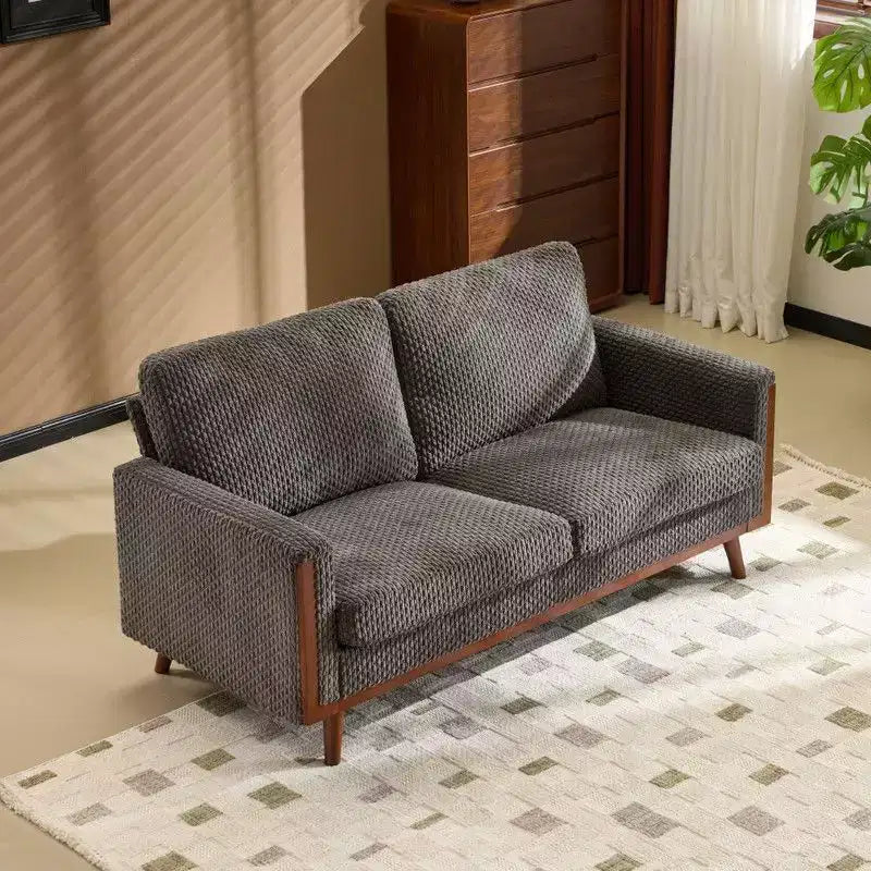 Karl Home |Causeuse en velours de style ferme moderne avec cadre en bois massif Canapé compact 2 places pour petits espaces