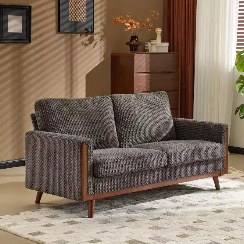 Karl Home |Causeuse en velours de style ferme moderne avec cadre en bois massif Canapé compact 2 places pour petits espaces