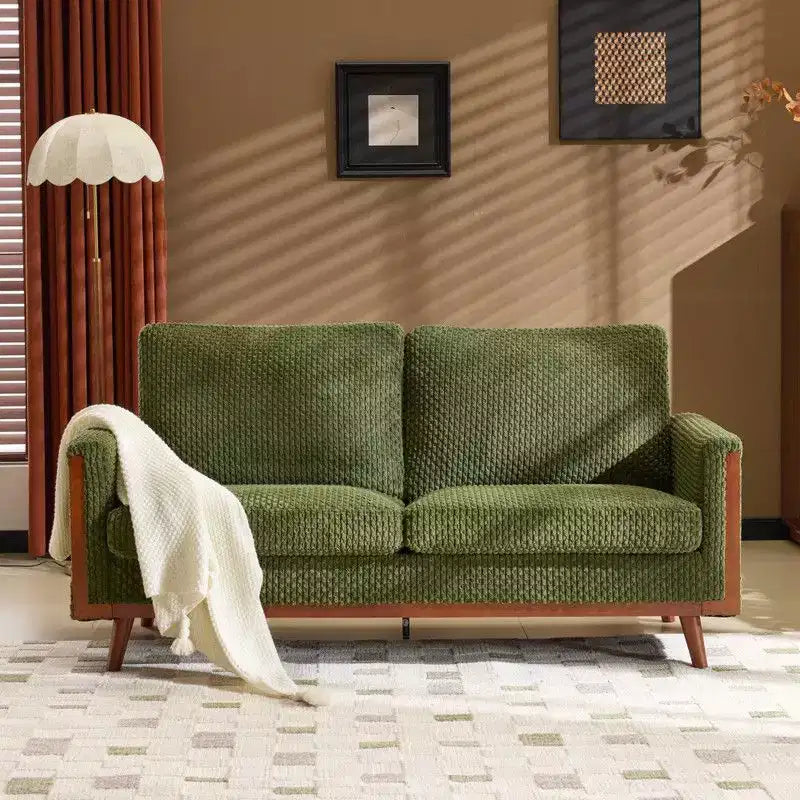 Karl Home |Causeuse en velours de style ferme moderne avec cadre en bois massif Canapé compact 2 places pour petits espaces