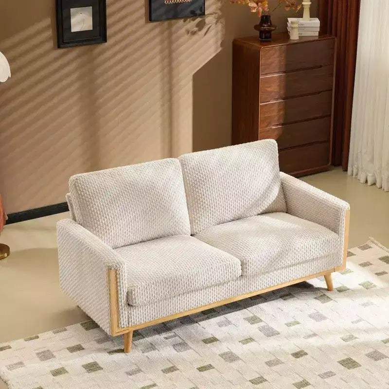 Karl Home |Causeuse en velours de style ferme moderne avec cadre en bois massif Canapé compact 2 places pour petits espaces