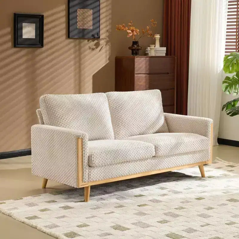 Karl Home |Causeuse en velours de style ferme moderne avec cadre en bois massif Canapé compact 2 places pour petits espaces