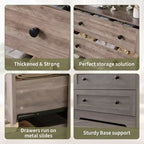 Commode 4 tiroirs pour chambre à coucher, commode en bois de 80 cm de large avec station de recharge, table de chevet étroite, organisateur de rangement pour vêtements