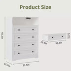 Commode 4 tiroirs pour chambre à coucher, commode en bois de 80 cm de large avec station de recharge, table de chevet étroite, organisateur de rangement pour vêtements