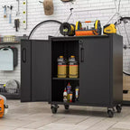 Armoire de rangement en acier roulante VIYET 31 - Armoire métallique robuste verrouillable avec étagère réglable et roulettes silencieuses pour garage et bureau à domicile