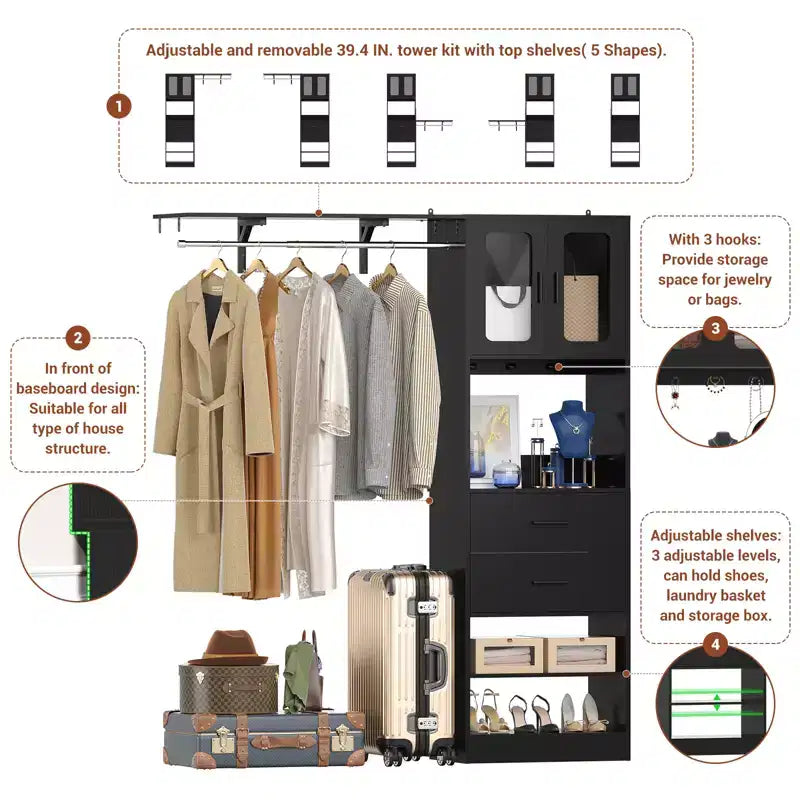 Système de rangement Besiost 20-60 avec porte d'armoire Visualize et tiroirs en bois