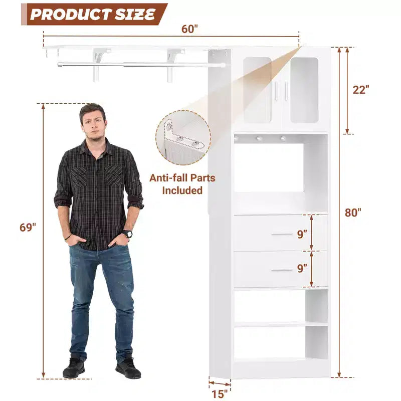 Système de rangement Besiost 20-60 avec porte d'armoire Visualize et tiroirs en bois