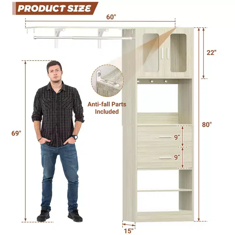 Système de rangement Besiost 20-60 avec porte d'armoire Visualize et tiroirs en bois