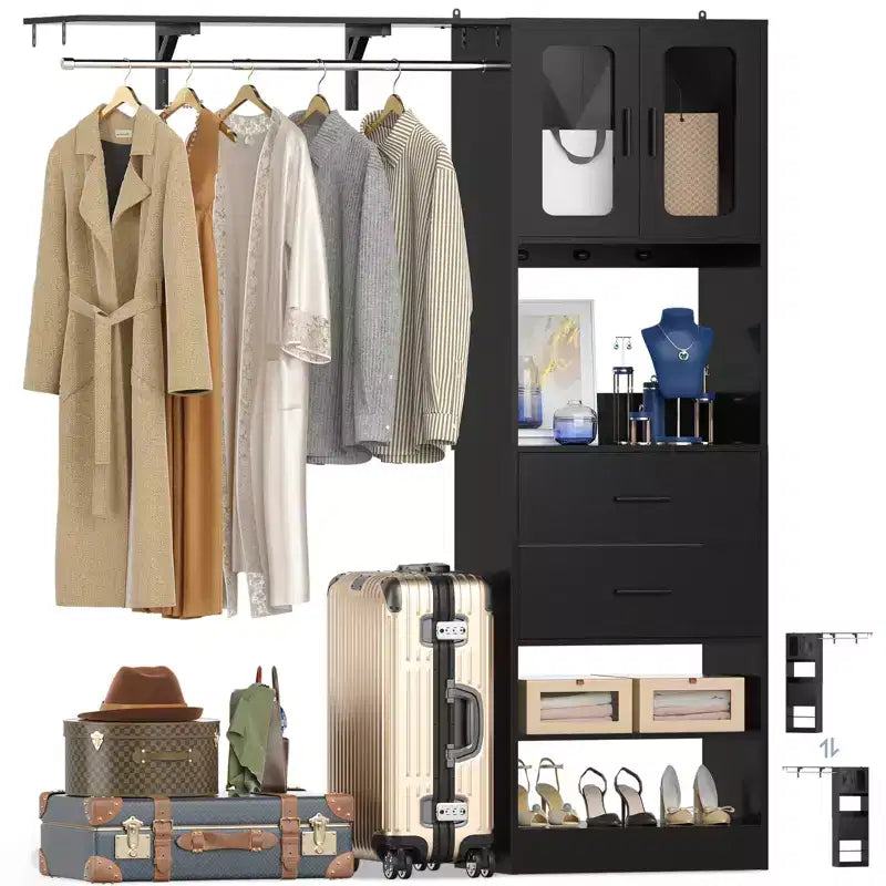 Système de rangement Besiost 20-60 avec porte d'armoire Visualize et tiroirs en bois