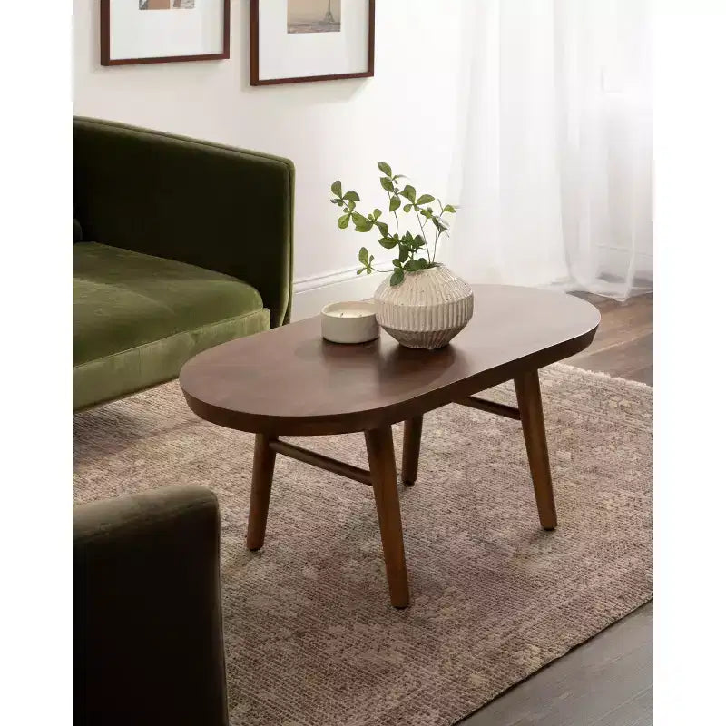 Table basse ovale en bois Kate et Laurel Conan, 38x20x17, marron noyer