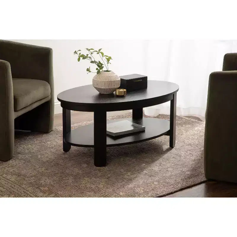 Table basse ovale en bois Foxford de Kate et Laurel, 38x24x18, noire