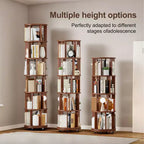 Étagère à Livres Rotative en Bois à 6 Niveaux, Tour de Rangement Pivotante à 360° pour Enfants, Étagère à roulettes Étroite pour Petits Espaces, Coin, Chambre, Bureau, Noyer