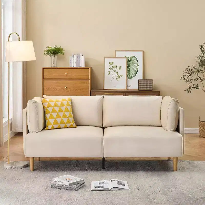 76 Beige Velvet Loveseat, Oversized 2-Seater with Extra Deep Seats and 2 Removable Pillows, Plush Sofa for Modern Living Room