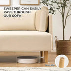 Causeuse 76 en velours beige, 2 places surdimensionnée avec assise très profonde et 2 oreillers amovibles, canapé moelleux pour salon moderne