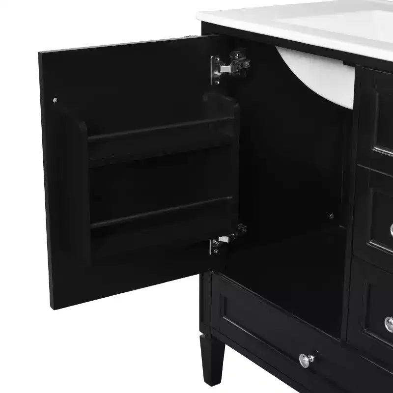 Meuble-lavabo de salle de bain 30 po avec tiroirs, Meuble de rangement de salle de bain avec lavabo simple