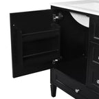 Meuble-lavabo de salle de bain 30 po avec tiroirs, Meuble de rangement de salle de bain avec lavabo simple