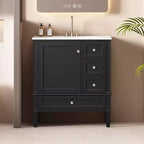 Meuble-lavabo de salle de bain 30 po avec tiroirs, Meuble de rangement de salle de bain avec lavabo simple