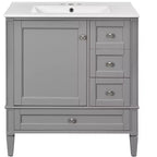 Meuble-lavabo de salle de bain 30 po avec tiroirs, Meuble de rangement de salle de bain avec lavabo simple