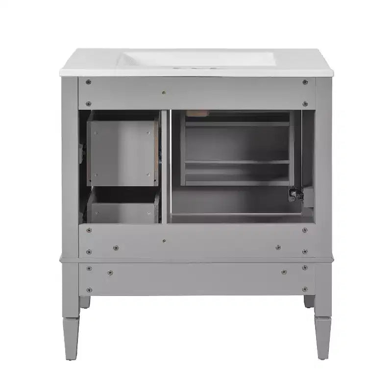 Meuble-lavabo de salle de bain 30 po avec tiroirs, Meuble de rangement de salle de bain avec lavabo simple