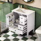 Meuble-lavabo de salle de bain 30 po avec tiroirs, Meuble de rangement de salle de bain avec lavabo simple