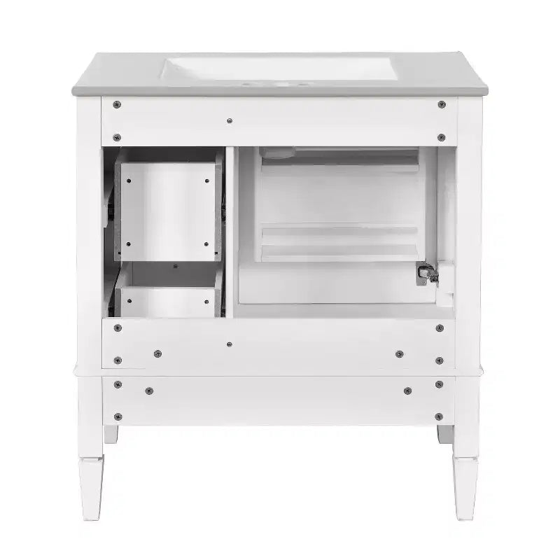 Meuble-lavabo de salle de bain 30 po avec tiroirs, Meuble de rangement de salle de bain avec lavabo simple