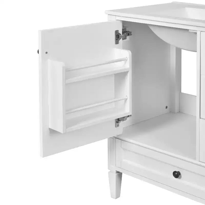 Meuble-lavabo de salle de bain 30 po avec tiroirs, Meuble de rangement de salle de bain avec lavabo simple